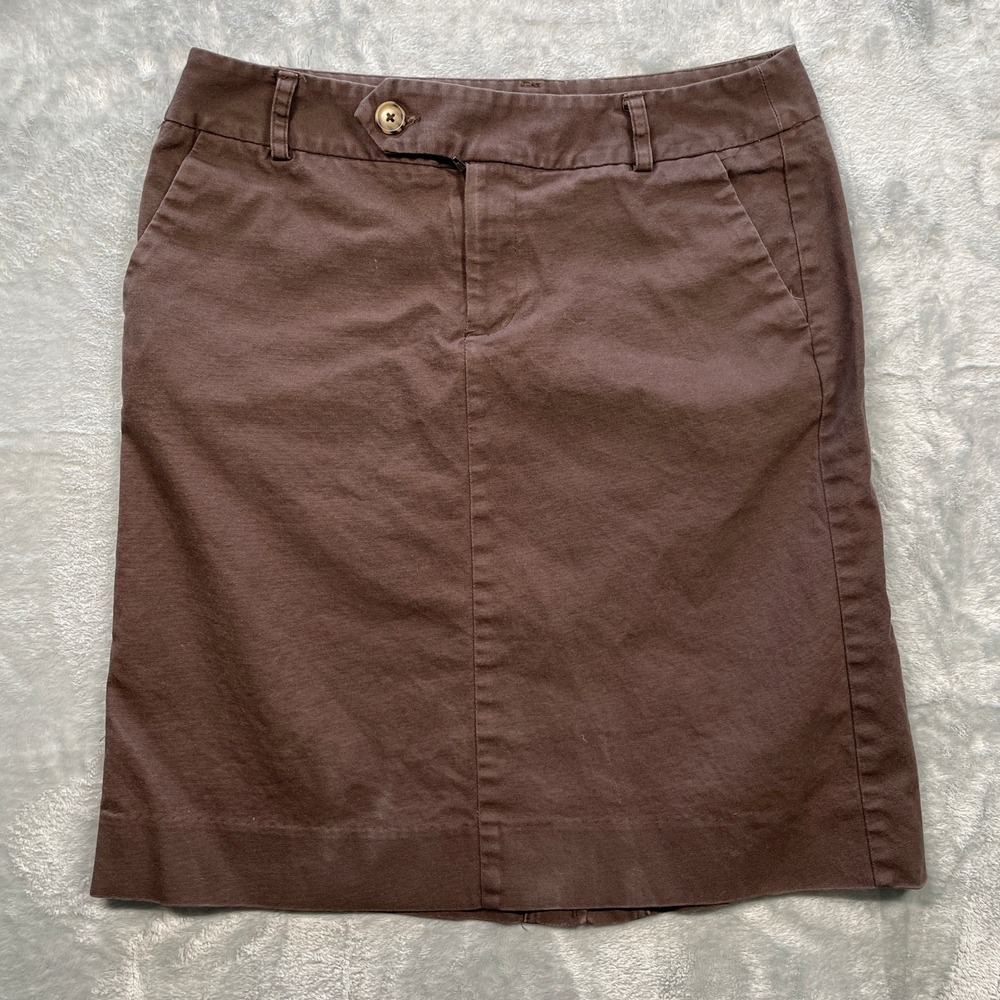 Mossimo Stretch Brown Cotton Blend Knee Length Skirt Size 2 Casual Work